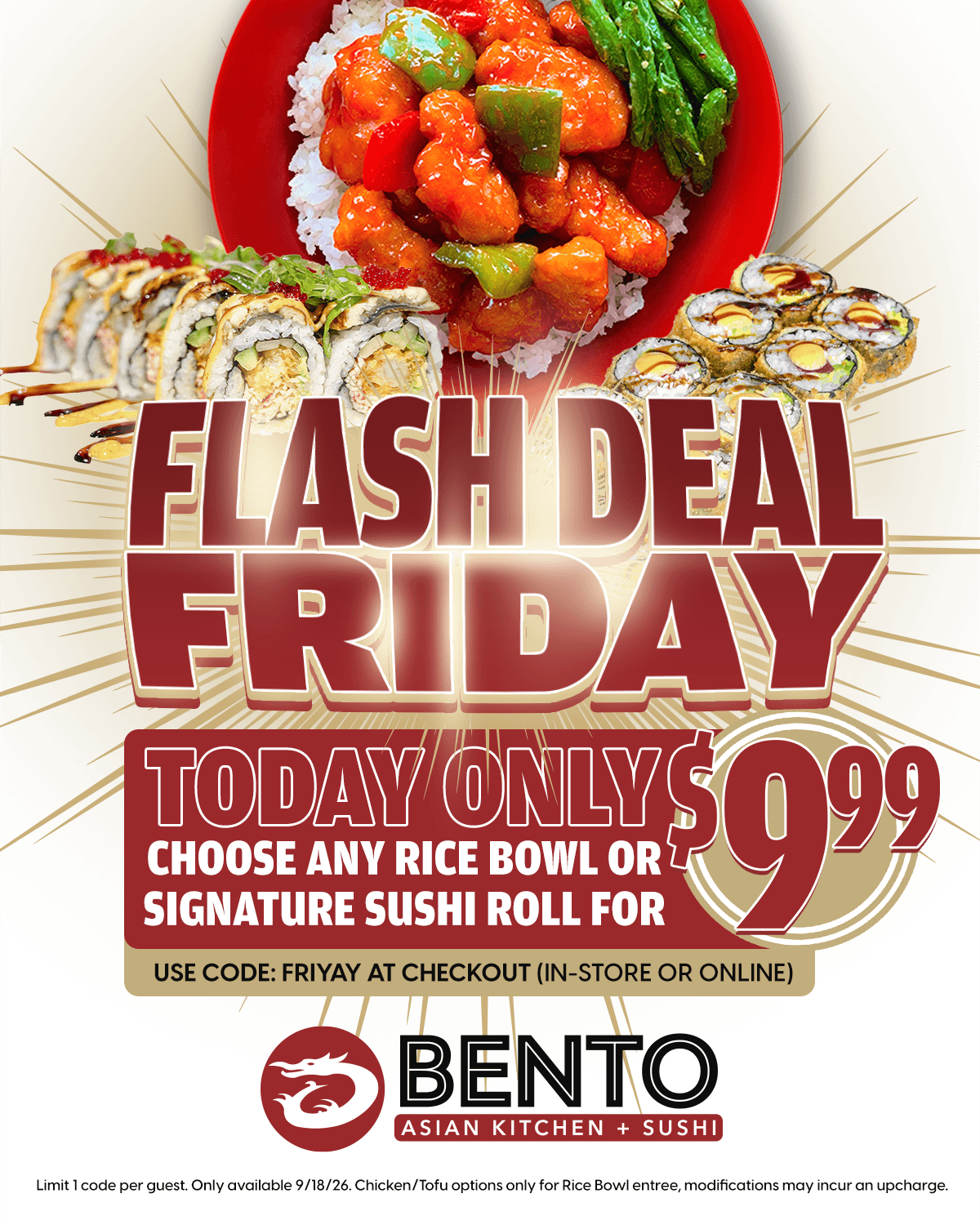 Flash deal Friday offer $9.99 with code FRIYAY
